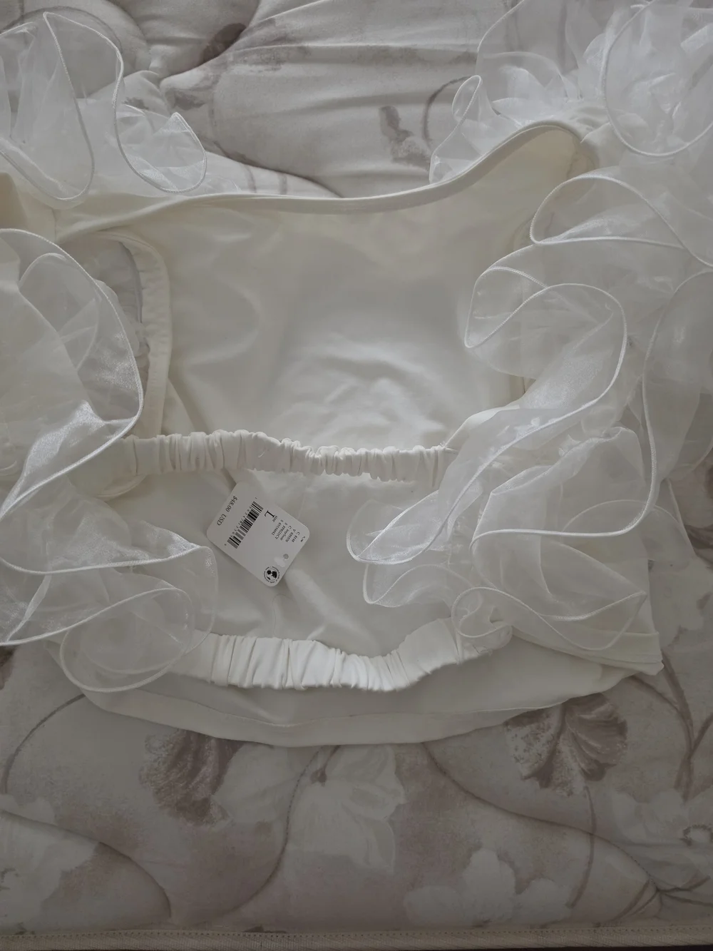 Free People White Ruffle Organza Crop Top Size L NWT